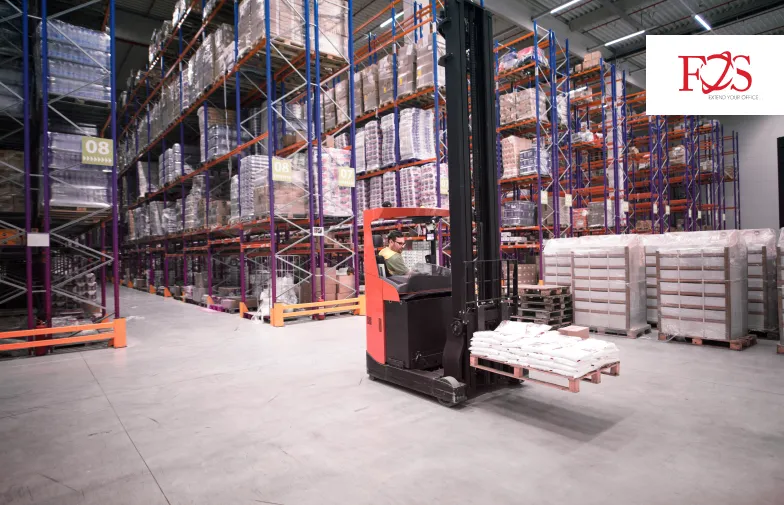 A logistics team working in warehouse